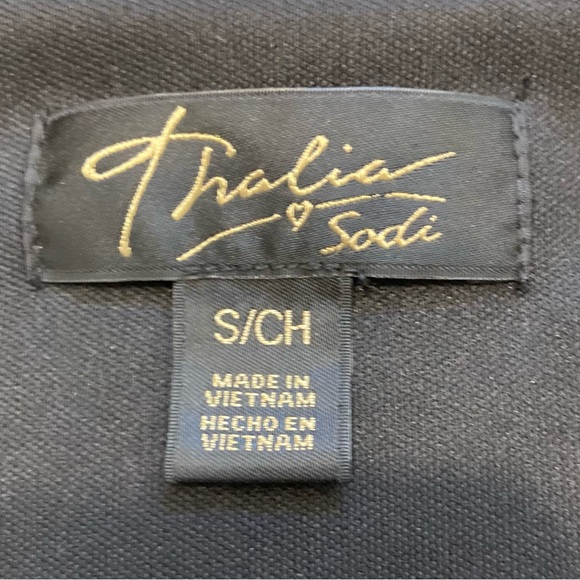 NOS Black Faux Wrap Dress Size Small Thalia Sodi 3/4 Length Sleeves V Neck - Picture 11 of 16